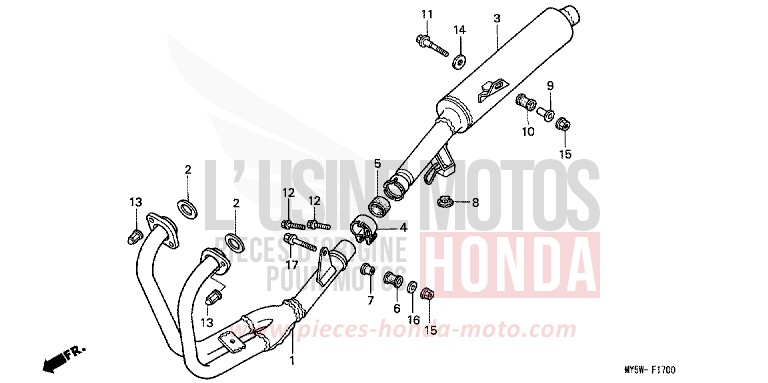 ABGAS-SCHALLDAEMPFER von CB1300 Super Bold'or ABS RICH RED METALLIC (R255) von 2000